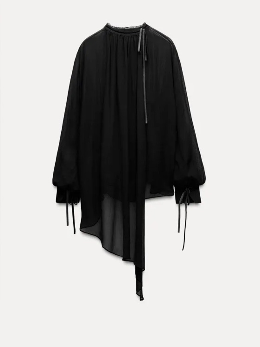 ZARA Sheer Black Chiffon Multi-position Blouse. S - Picture 5 of 16